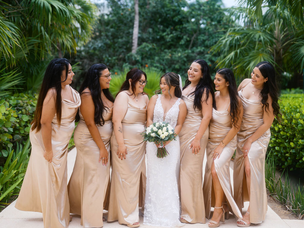 Bride and Bridesmaids at Cancun Destination Wedding 