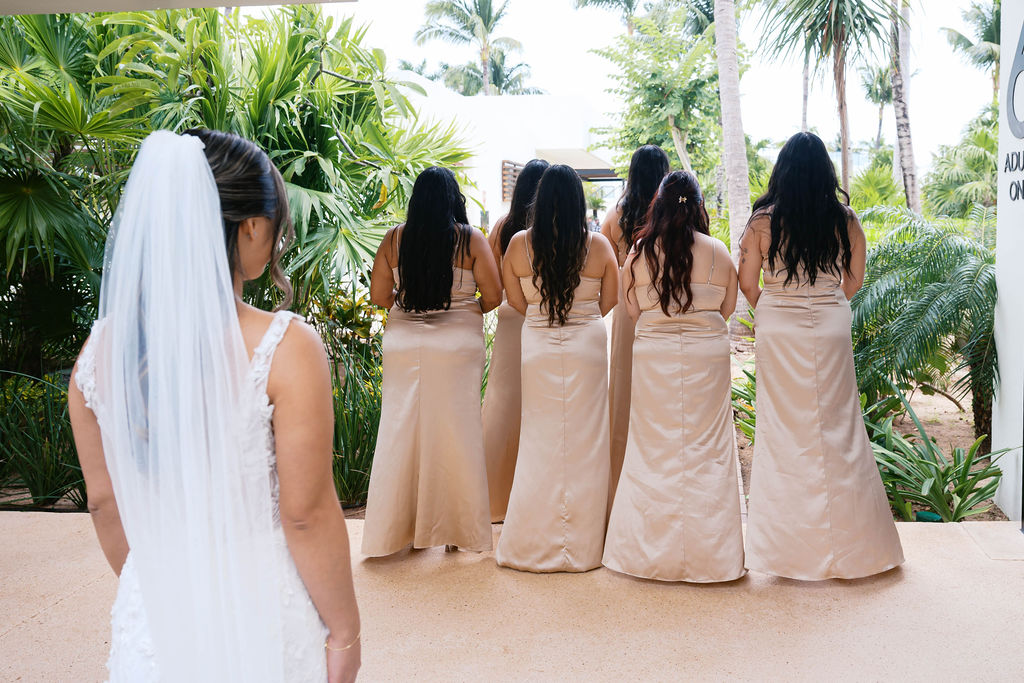 Bride Having First Look with Bridesmaids