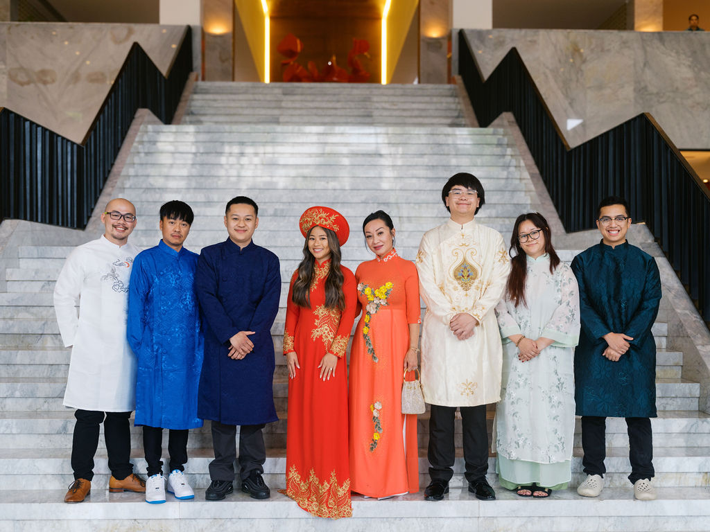 Bride and Family Celebrating Vietnamese Wedding Traditions