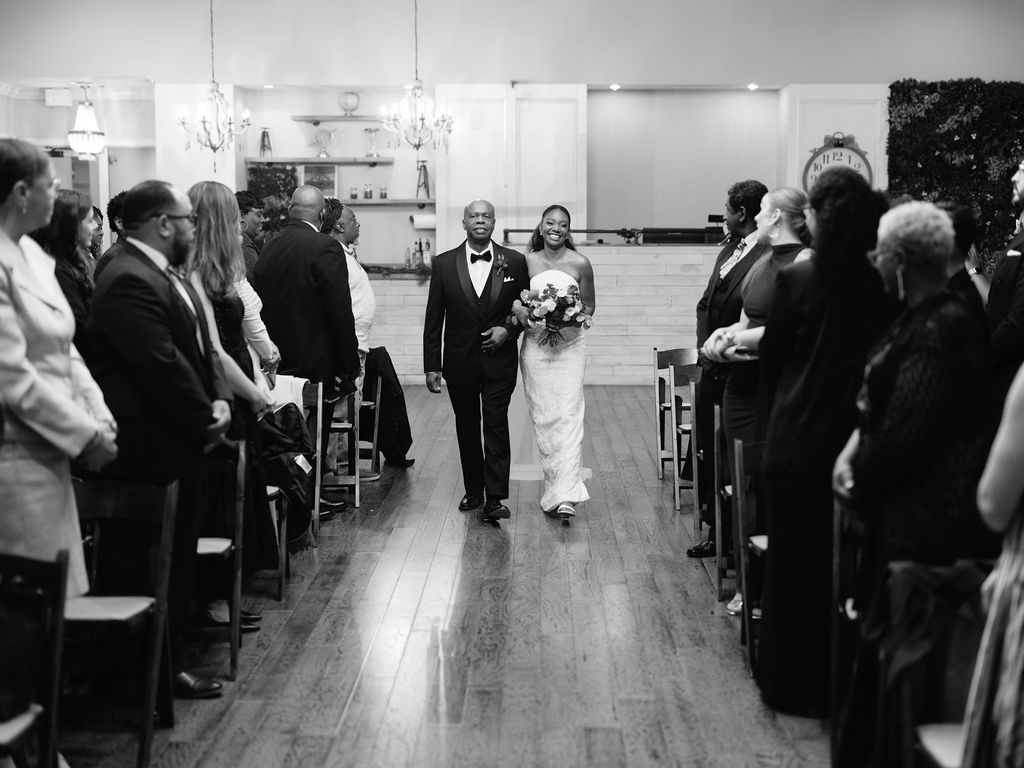Bride Walking Down Aisle at The Exchange Wedding Venue